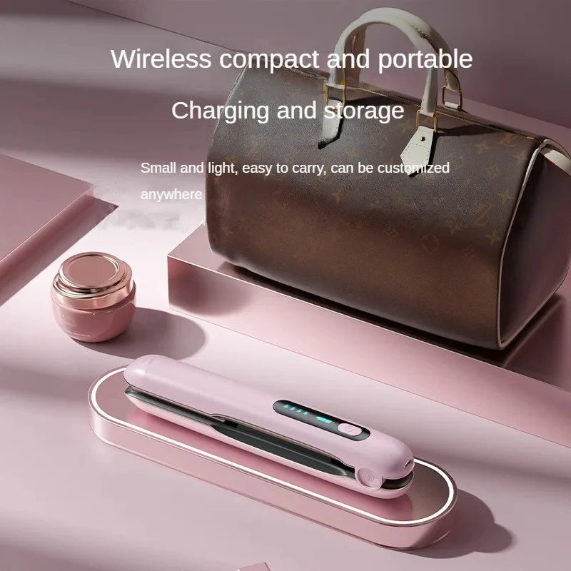 Flat Iron Mini 2 IN 1 Roller USB 5000mAh Max - 200 Degree Portable Cordless Curler 4 Levels - Dry And Wet Uses - Wireless Hair Straightener