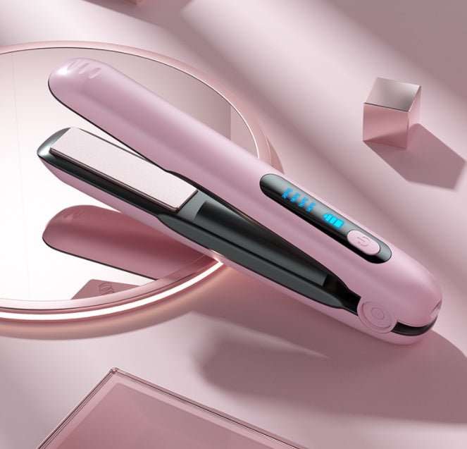 Flat Iron Mini 2 IN 1 Roller USB 5000mAh Max - 200 Degree Portable Cordless Curler 4 Levels - Dry And Wet Uses - Wireless Hair Straightener